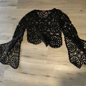 Rock & Roll Cowgirl Black Crochet Sweater